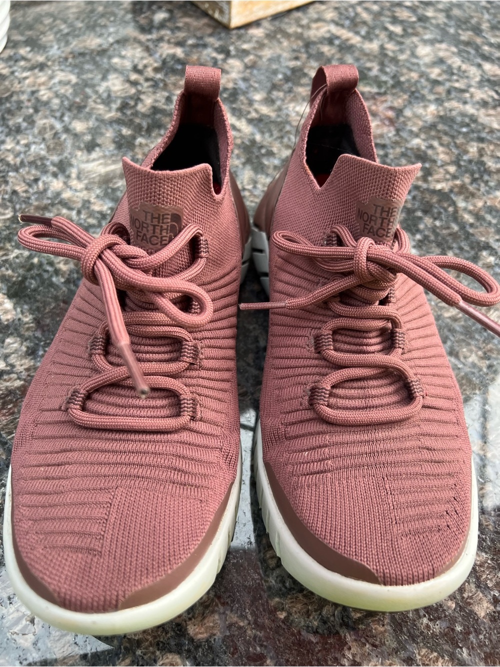 The North Face Women’s Knit Lace-Up Sneakers in Mauve Pink